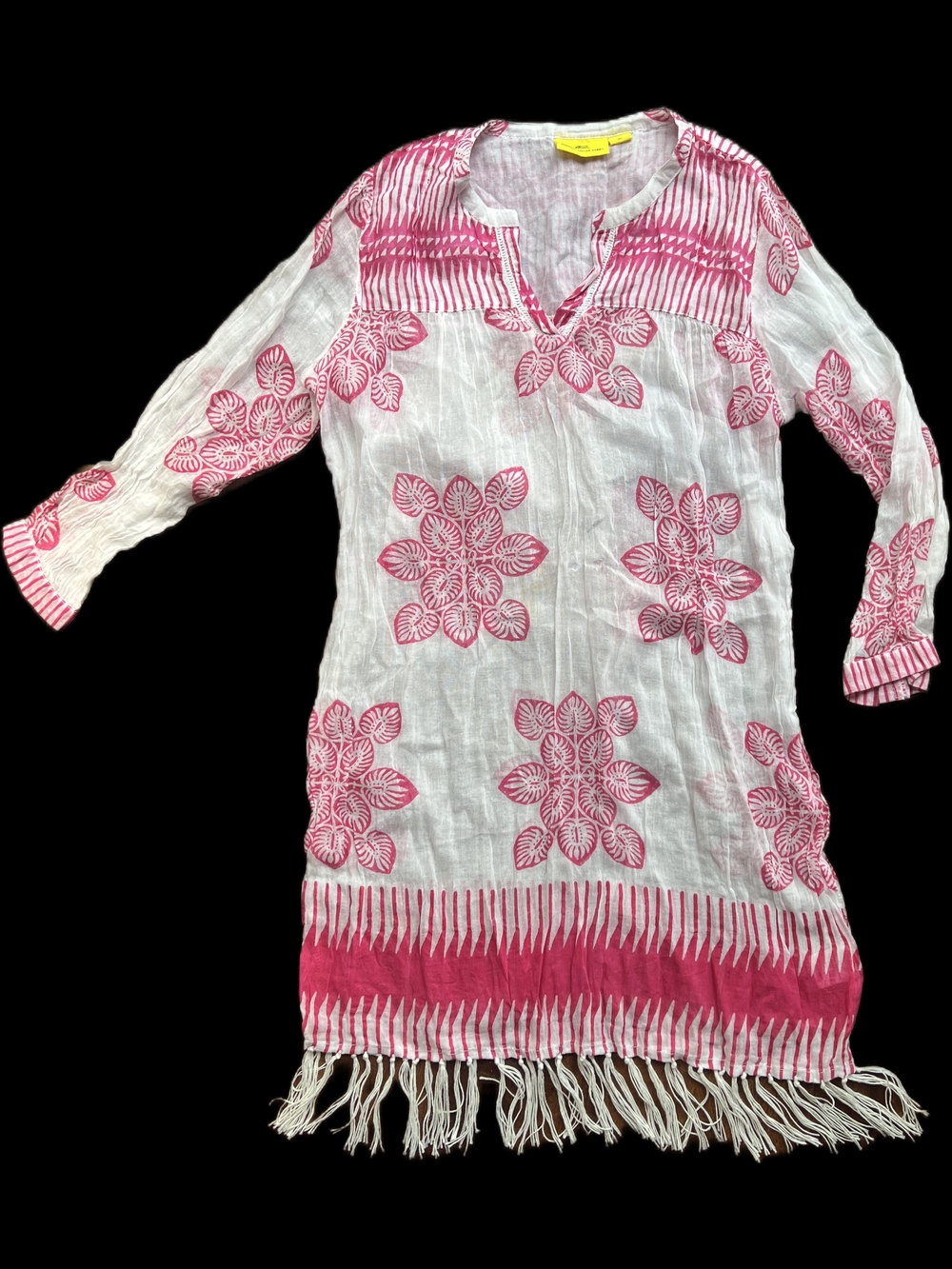 Roberta Roller Rabbit Girls White and Pink Floral Fringe Dress Tunic